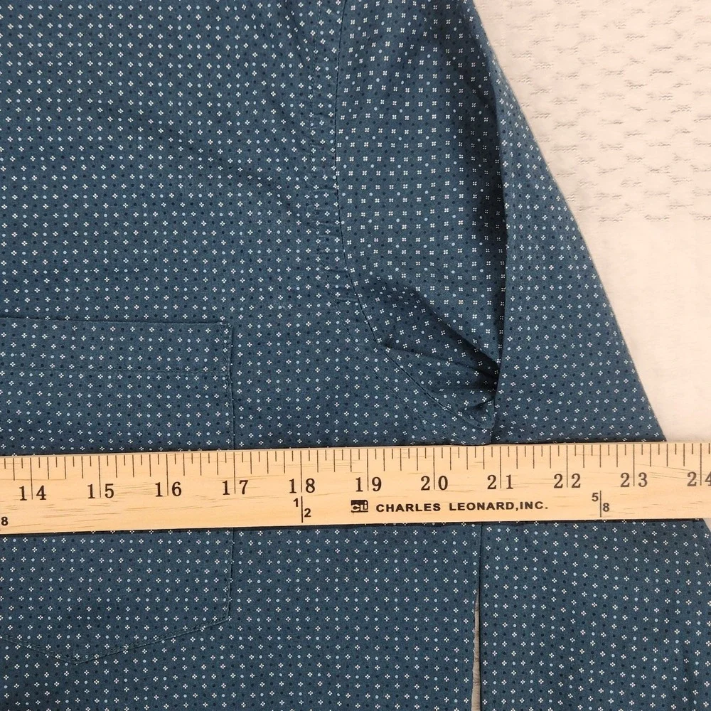 Banana Republic Standard Fit Shirt Navy Blue Micro Dot Button Up Mens Small